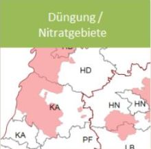 Die Kulisse der Nitratgebiete für Baden-Württemberg nach § 13 DüV (Rote Gebiete) steht als Karte zur Verfügung. Die Kulisse der Nitratgebiete für Baden-Württemberg nach § 13 DüV (Rote Gebiete) steht als Karte zur Verfügung.