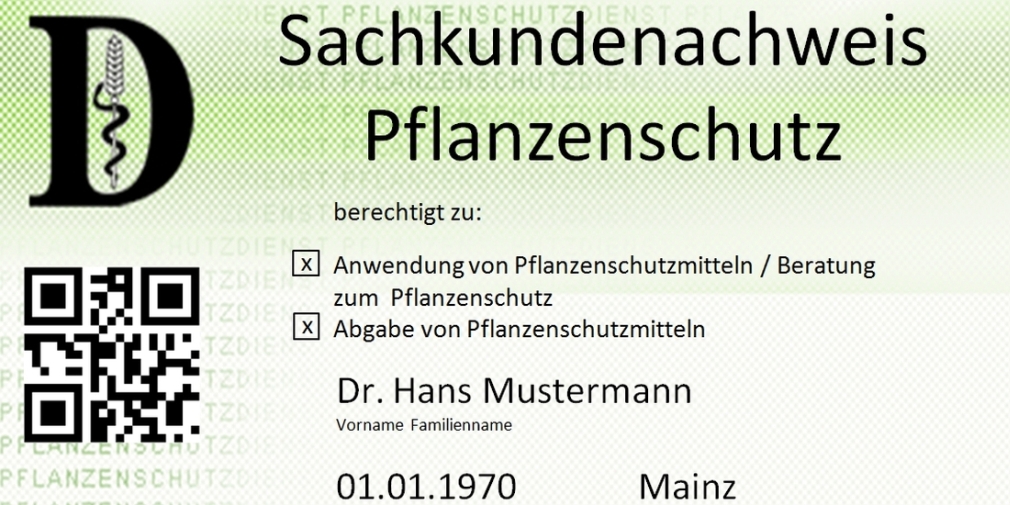 Sachkundenachweis Pflanzenschutz - Muster