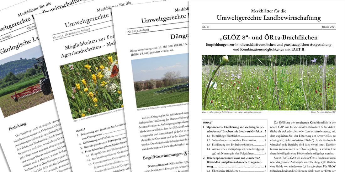 Broschüren der Schriftenreihe Merkblätter für die umweltgerechte Landbewirtschaftung