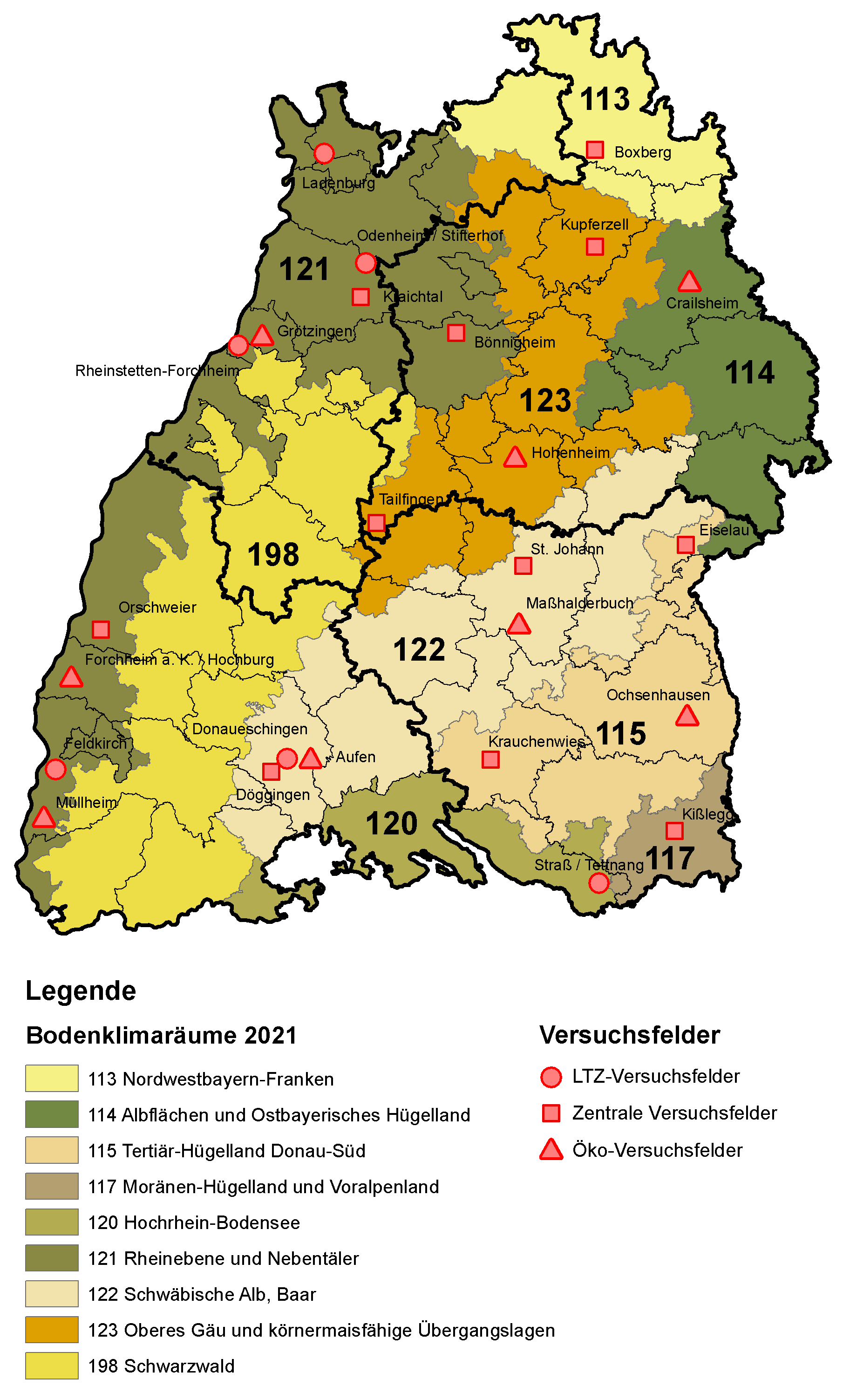 Karte der Versuchsfelder