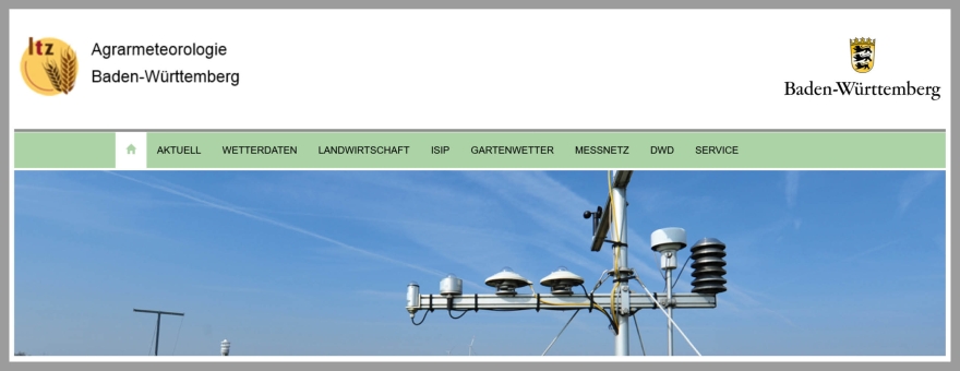 Internetseite Agrarmeteorologie Baden-Württemberg