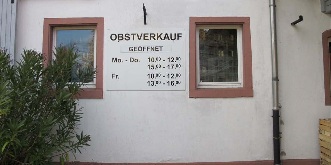 Öffnungszeiten des Obsthofs
