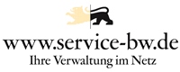 Logo service-bw mit gelb-schwarzem BW-Löwen auf weißem Grund und Schriftzug Logo service-bw mit gelb-schwarzem BW-Löwen auf weißem Grund und Schriftzug