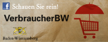 Banner VerbraucherBW mit rotem Einkaufswagen mit Schirm auf paketbraunem Hintergrund inklusive Schriftzug ein weiß und scharz: Schauen Sie rein! Banner VerbraucherBW mit rotem Einkaufswagen mit Schirm auf paketbraunem Hintergrund inklusive Schriftzug ein weiß und scharz: Schauen Sie rein!